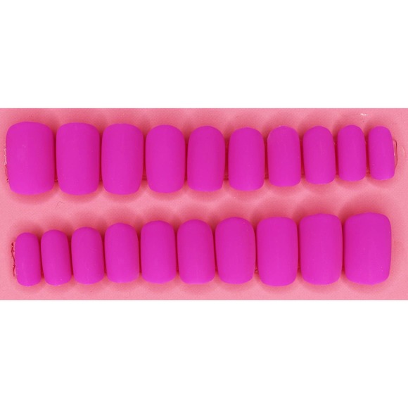 Magenta Love Medium Round Matte Press On Nails Long - Picture 1 of 1